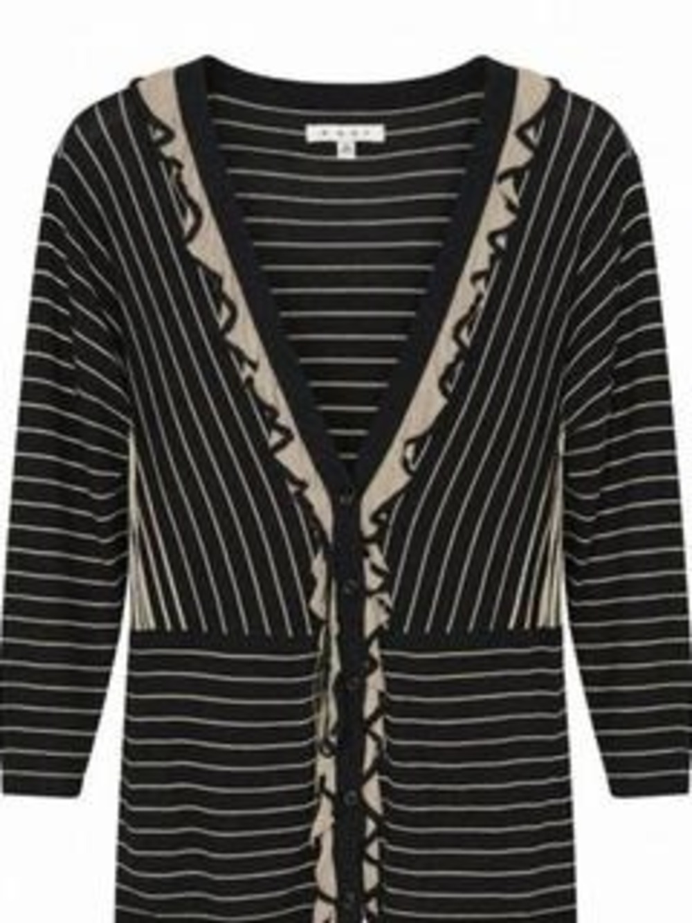 Cabi Black Tan Striped Cardigan Sweater L